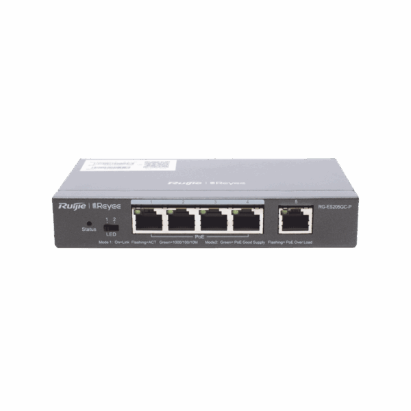 Switch Administrable PoE con 5 puertos Gigabit, 4 PoE 802.3af/at, gestión gratuita desde la nube, 54w
