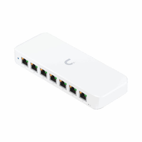 UniFi Switch Ultra Administrable 8 puertos GbE / (1) puerto POE++ IN y (7) puertos POE+/ Wattaje depende de fuente o POE IN, hasta 42W, No incluye fuente/inyector