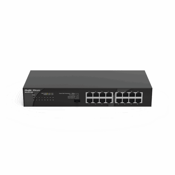 Switch no PoE, no administrable, con 16 puertos 10/100/1000 Mbps